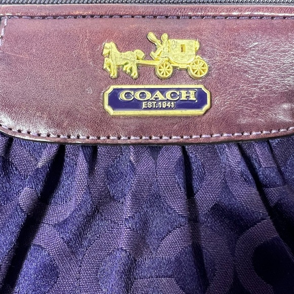 Coach Purple Clutch with Gold Hardware and Textured Design - Picture 2 of 4